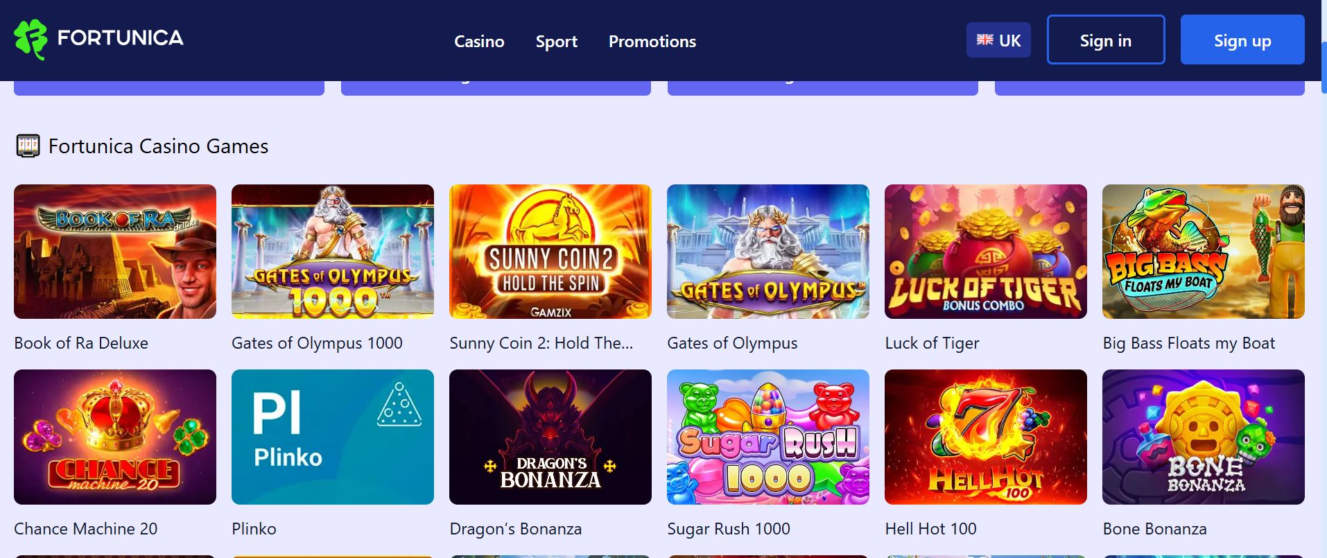 Fortunica Casino Banner